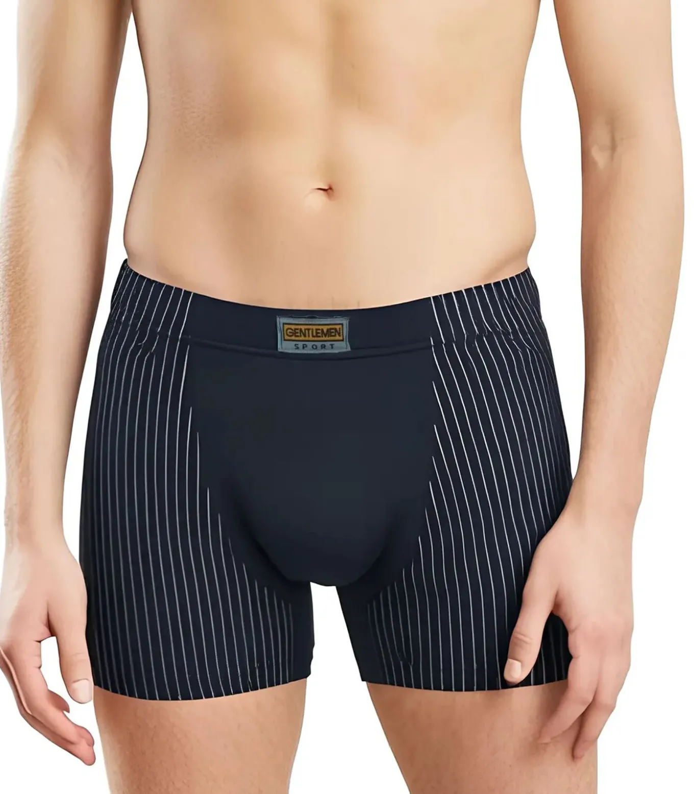 Heren Boxershort smal streepje - Elastisch katoenen heren ondergoed - onderbroek - zwart, blau