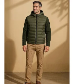 Heren kaki jack met sweatshirt mouwen