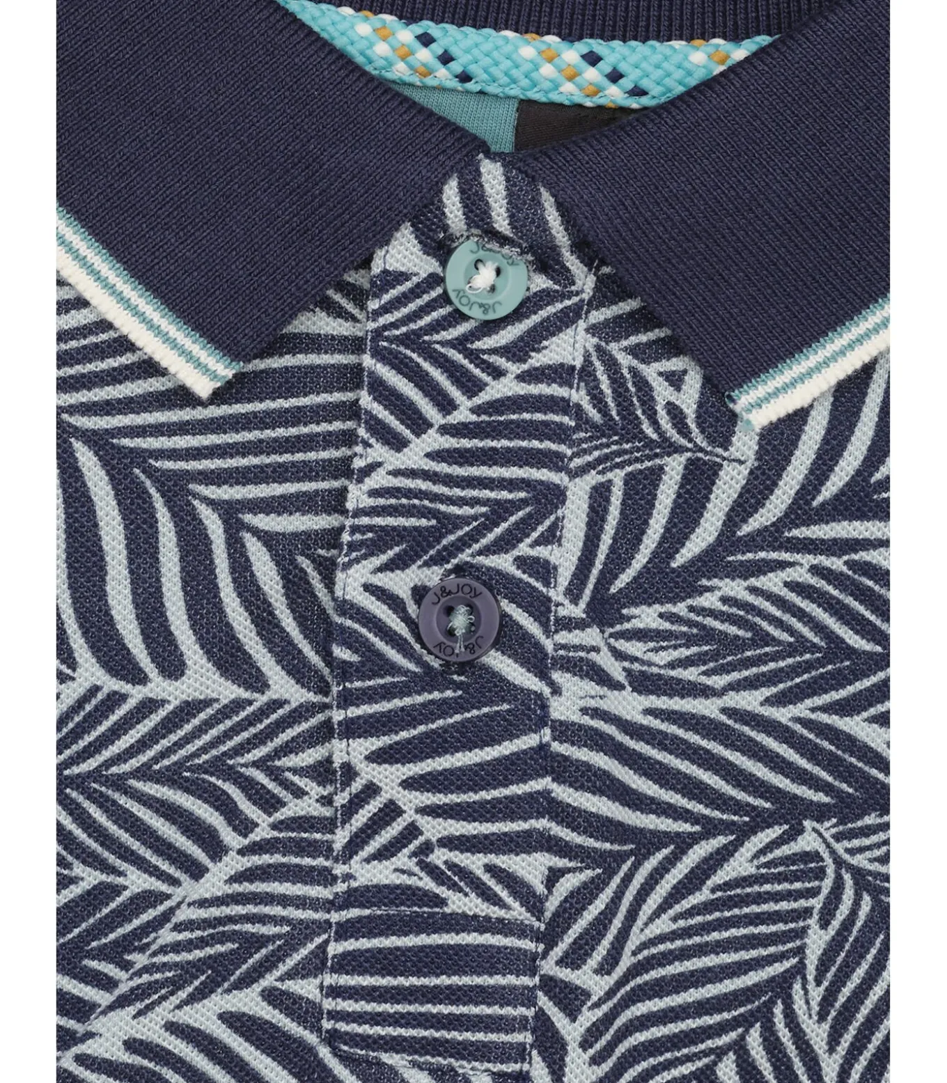 Heren poloshirt met blauw bladprint