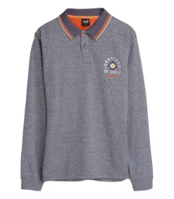 Heren poloshirt met lange mouwen in heideblauw