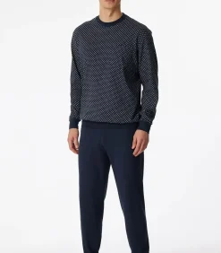 Heren pyjama Katoen - Dark Sapphire - 100% katoenen mannen nachtkleding