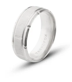 Heren Ring Zilver Kleurig met Geometrisch Patroon - Staal