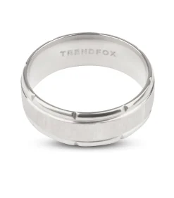 Heren Ring Zilver Kleurig met Geometrisch Patroon - Staal