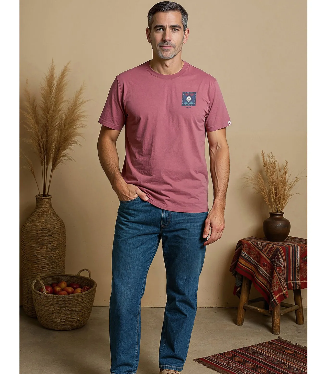 Heren T-shirt met print op de rug