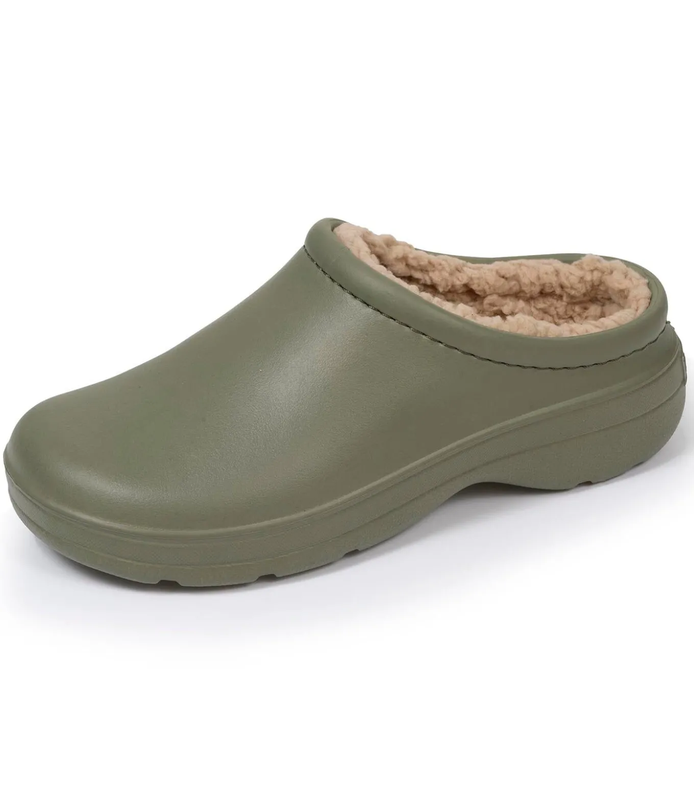 Heren tuinklompen met voering Khaki