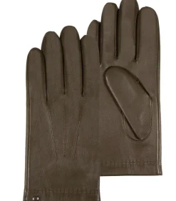Herenhandschoenen van leer/kasjmier en wol Khaki