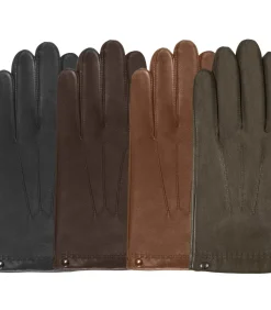 Herenhandschoenen van leer/kasjmier en wol Khaki