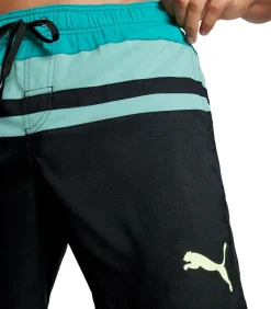 Hertige Strip Mid Shorts Zwembroek Teal