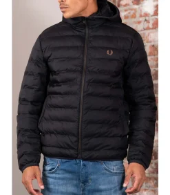Hooded insulated jacket - black