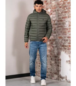 Hooded insulated jacket - laurel wreath green