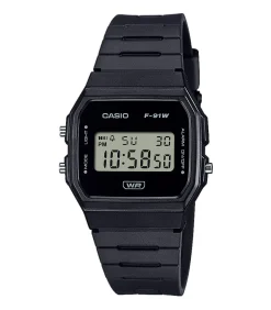 Horloge rubber zwart met zwart kast F-91WB-1AEF