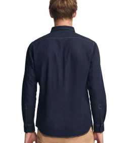 Indigoblauw hemd van spijkerstof met slim fit en Polo Club-logo