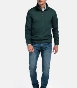 Interlock sweater met halve rits -