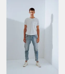Jeans tapered , lengte 34