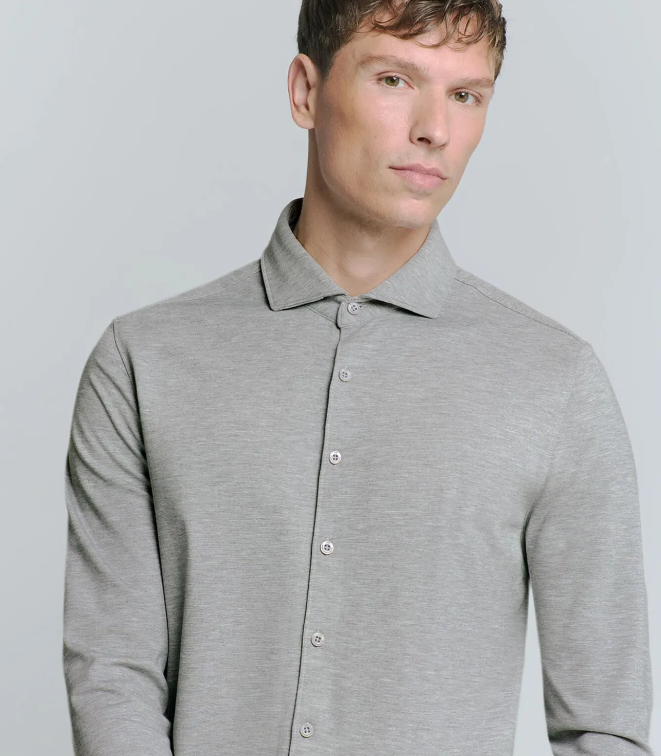 Jersey Stretch Gemêleerd Overhemd