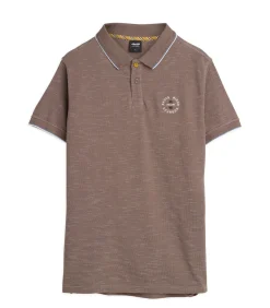 Kaki poloshirt voor heren met contrasterende afwerkingen