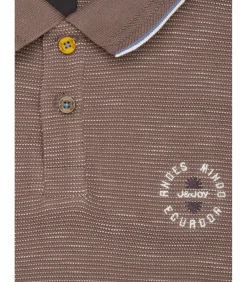 Kaki poloshirt voor heren met contrasterende afwerkingen