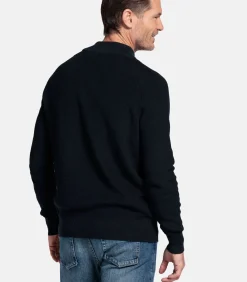Katoenen pullover met halve rits - Navy