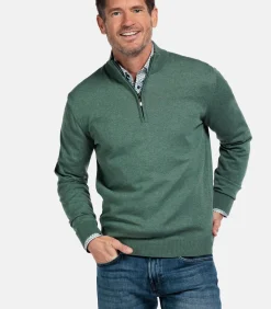 Katoenmix pullover met halve rits - Dark Forest