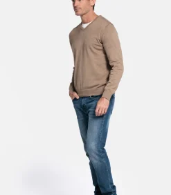 Katoenmix V-hals pullover -