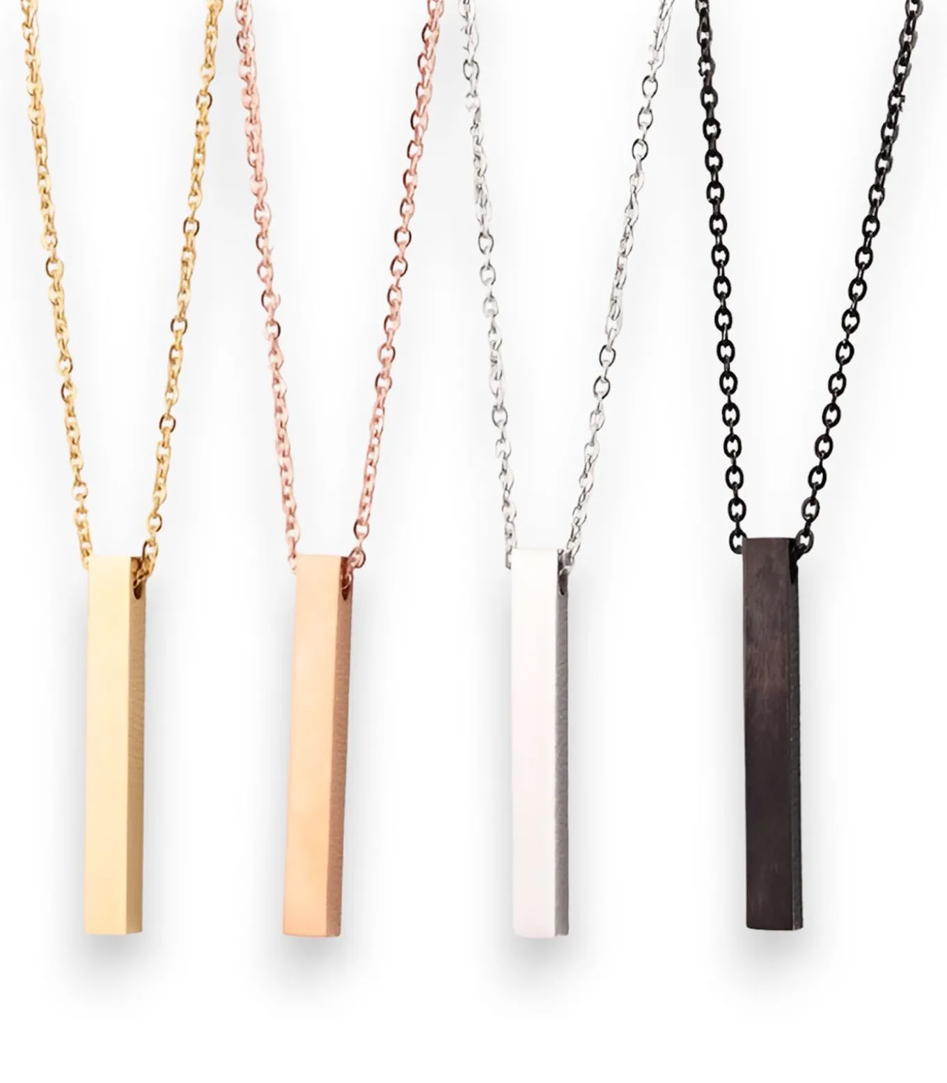 Ketting met Long Bar Hanger - Zilver Kleurig - Staal