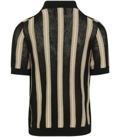 Knitted Crochet Overhemd Short Sleeves Zwart