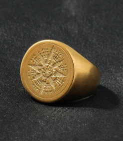 Kompas Zegelring Heren - Goud Kleurig - Staal