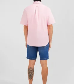 Korte mouwen roze katoenen shirt