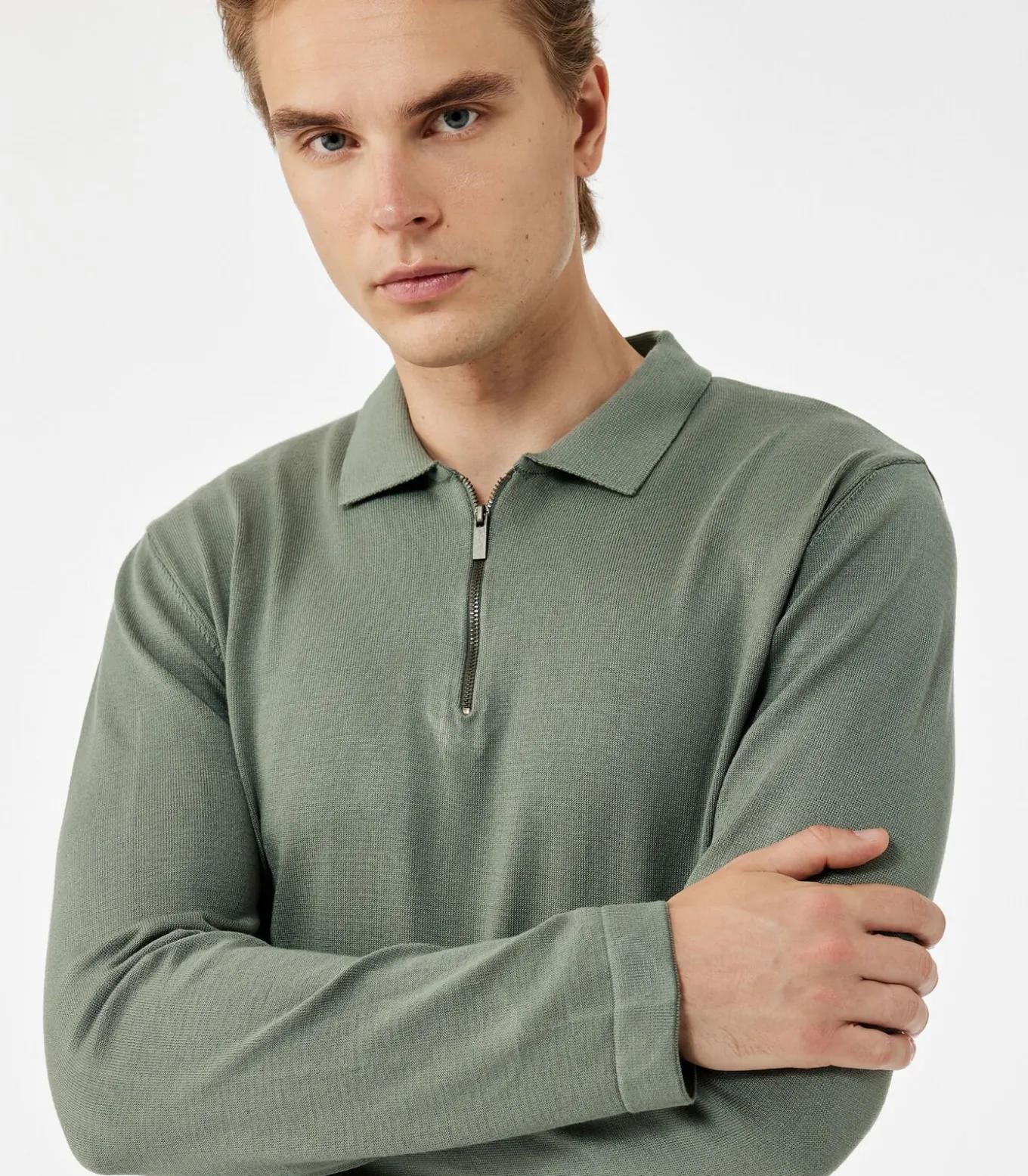 Koton Half Zippered Knit Sweater