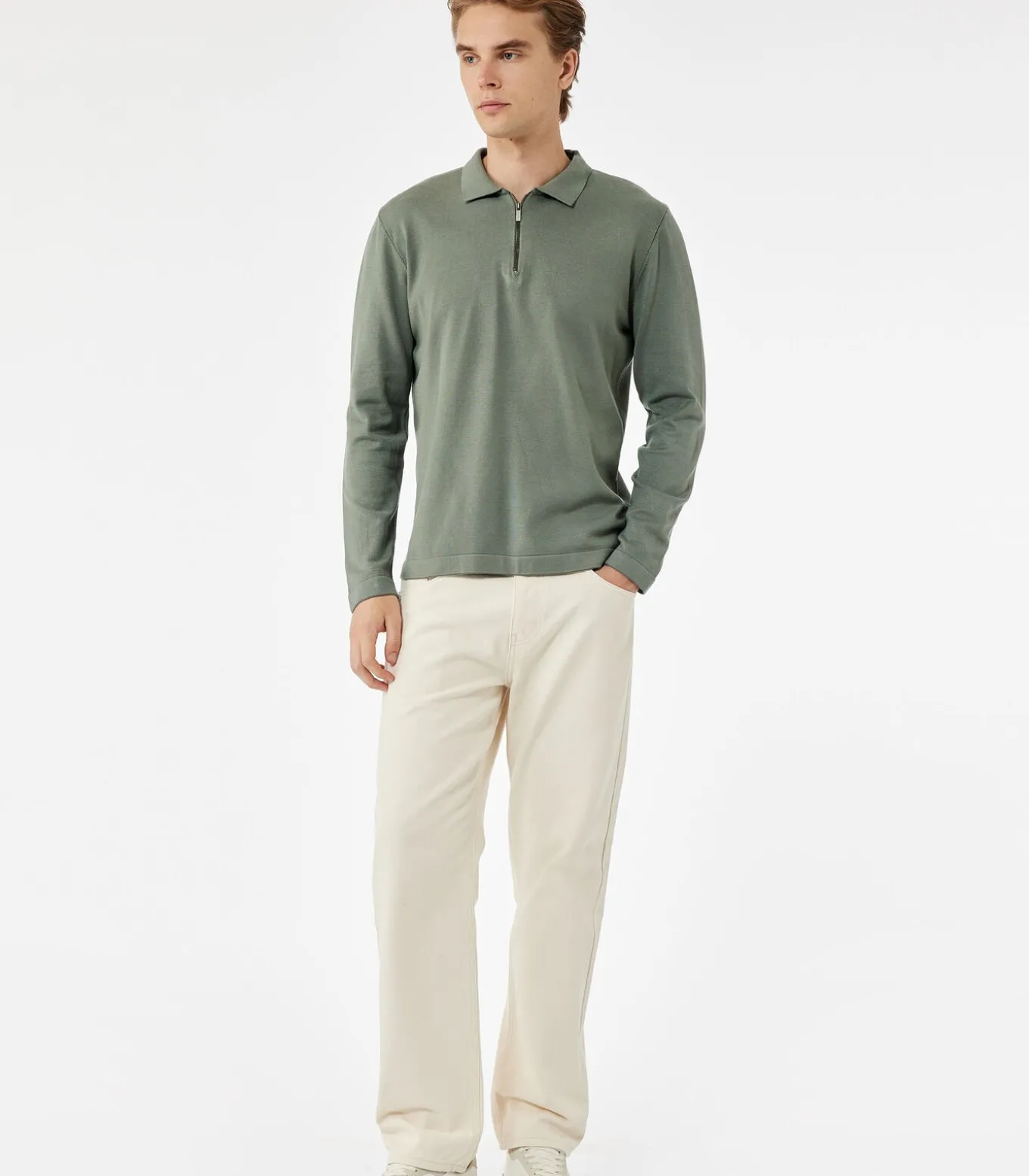 Koton Half Zippered Knit Sweater