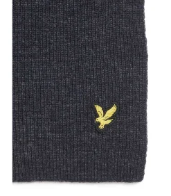 Lambswool ribbed scarf - dark navy marl