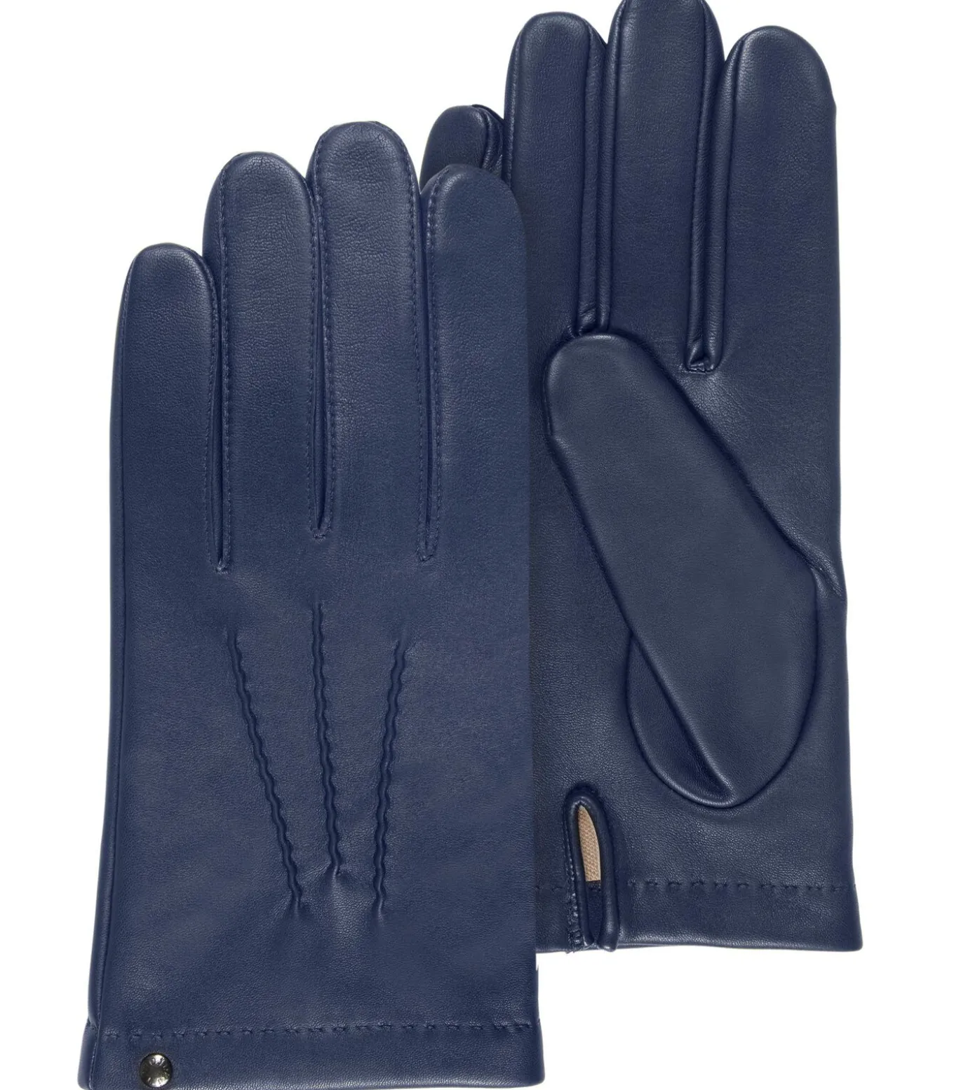 Lamslederen en zijden herenhandschoenen Navy
