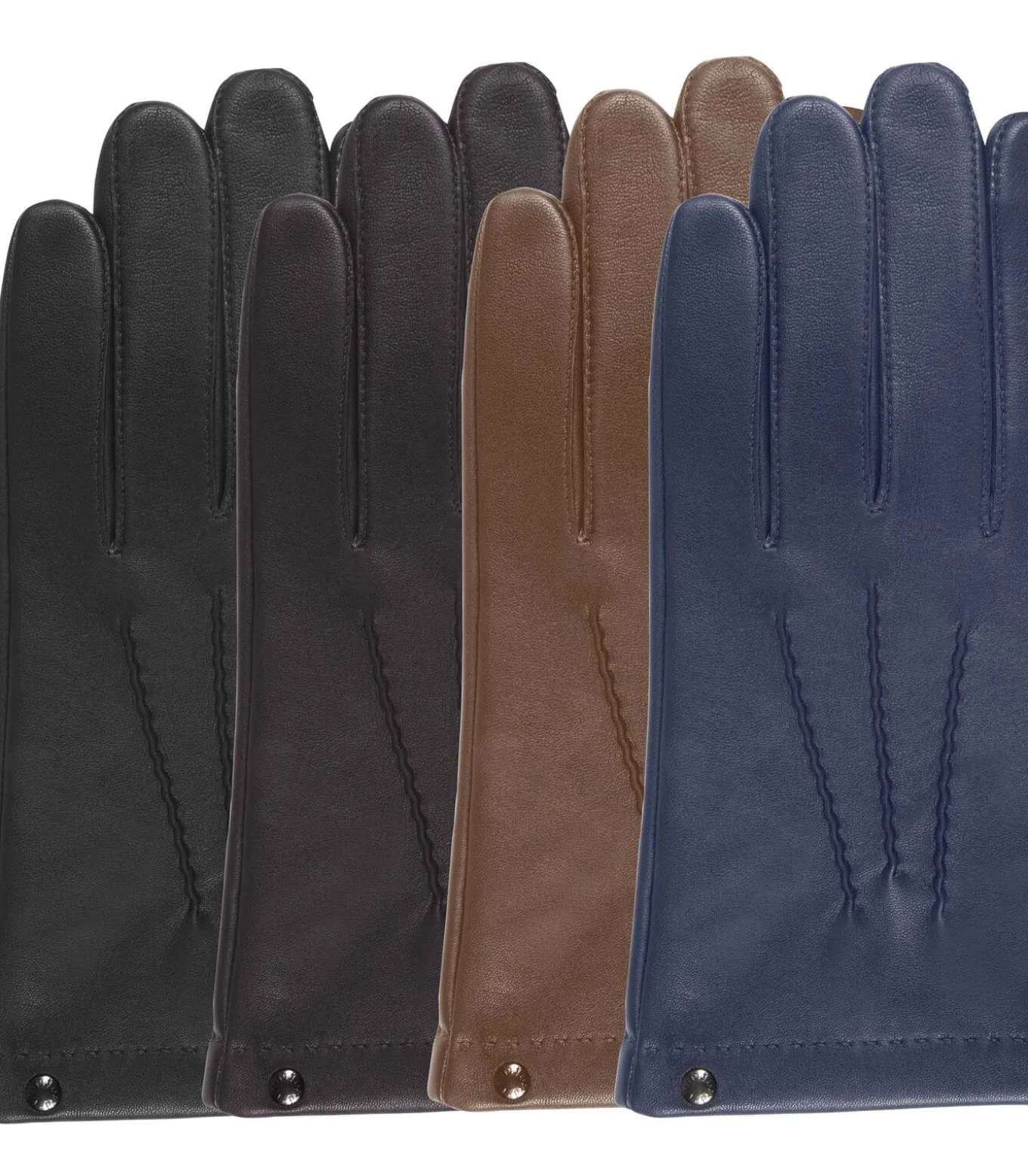 Lamslederen en zijden herenhandschoenen Navy