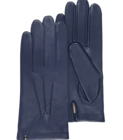 Lamslederen en zijden herenhandschoenen Navy