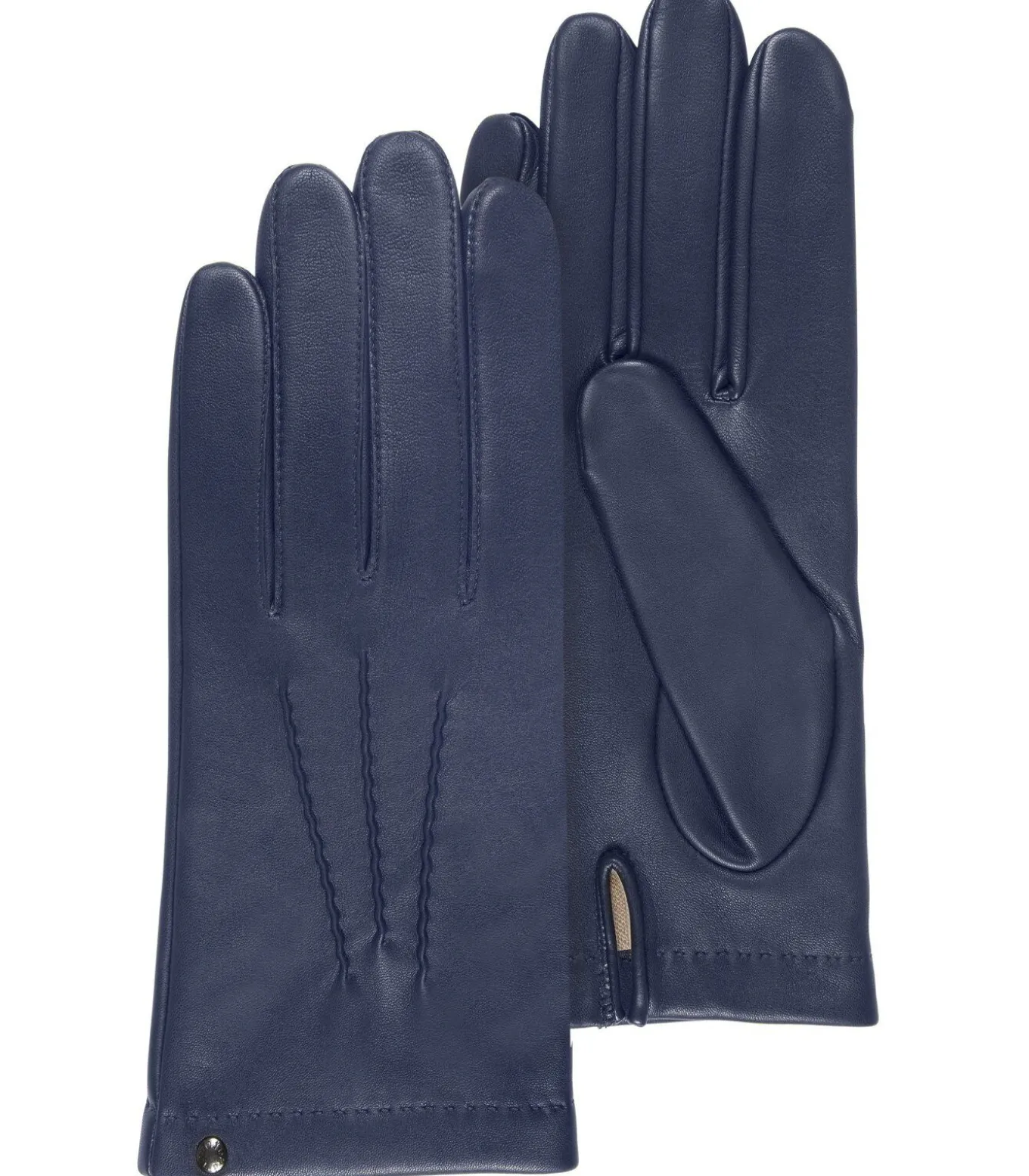 Lamslederen en zijden herenhandschoenen Navy