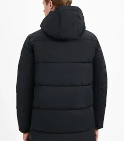 Lange gestepte parka met afritsbare capuchon