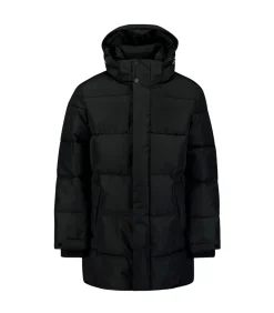 Lange gestepte parka met afritsbare capuchon