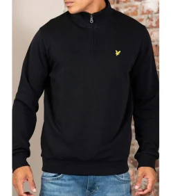 Loopback quarter zip sweat - jet black