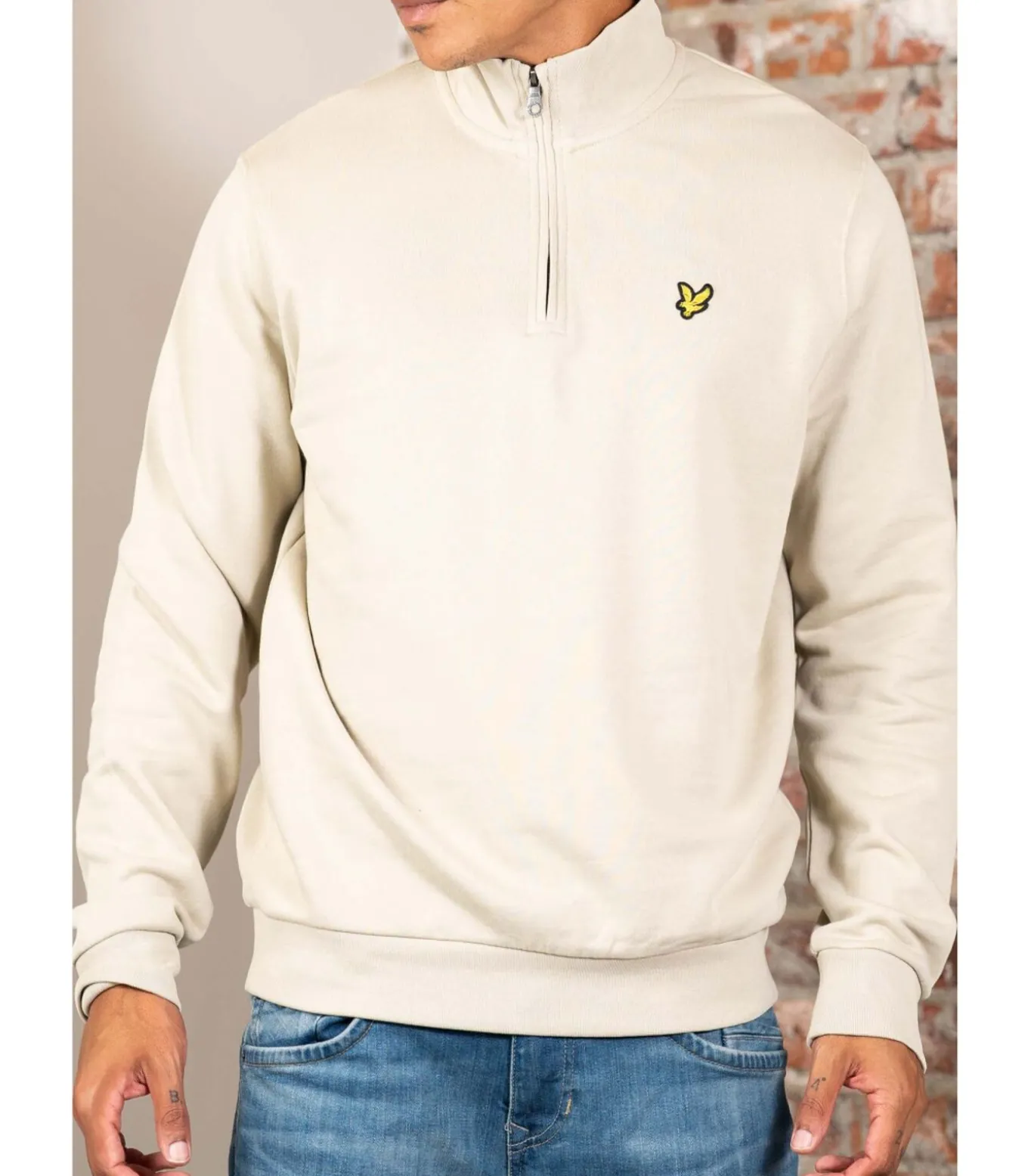 Loopback quarter zip sweat - grey taupe