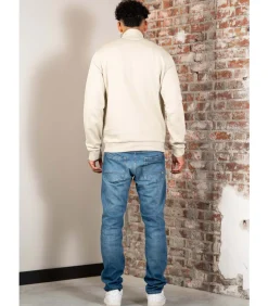 Loopback quarter zip sweat - grey taupe