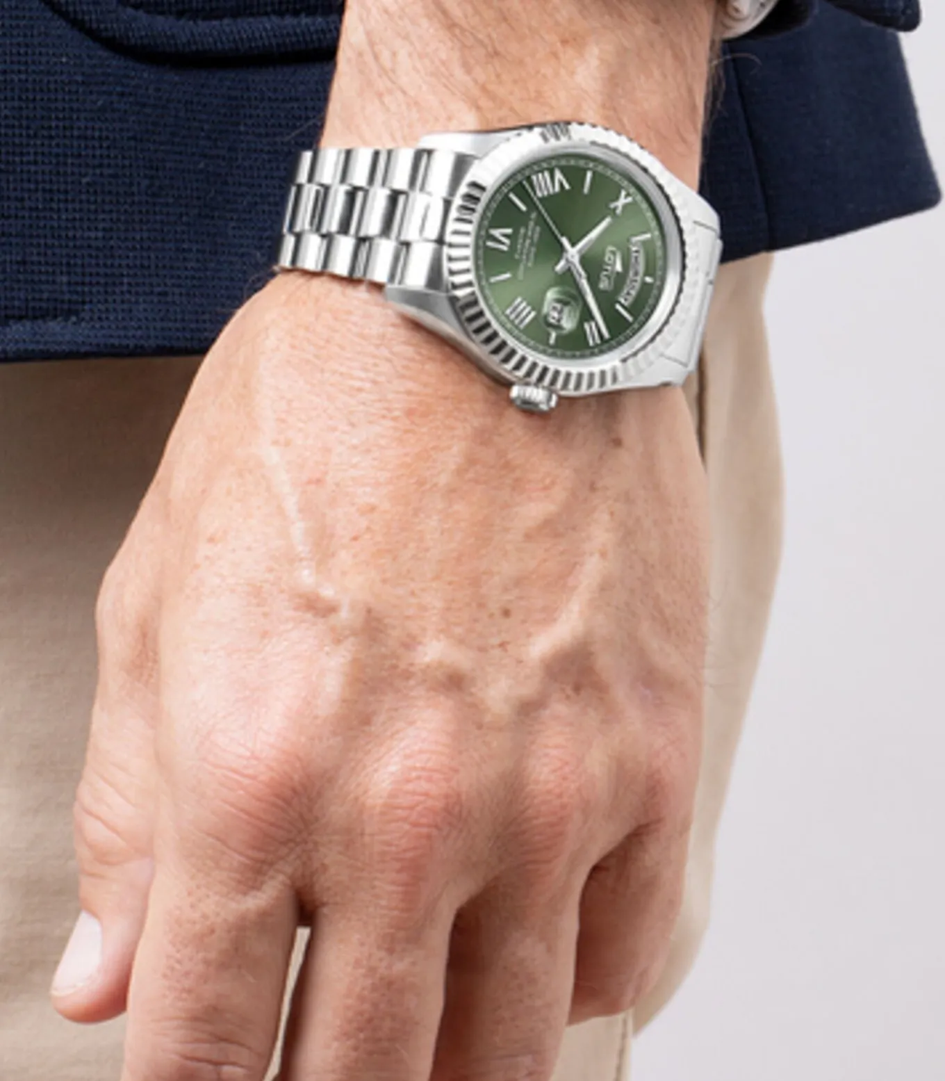 Lotus heren groen 316l roestvrij staal horloge armband