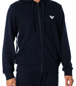 Lounge-Hoodie Met Rits En Logo Op De Borst