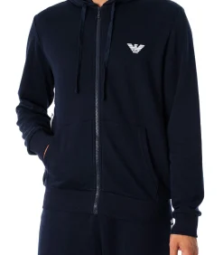 Lounge-Hoodie Met Rits En Logo Op De Borst