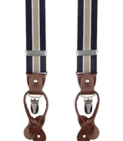 Luxe Bretels Navy Streep Beige