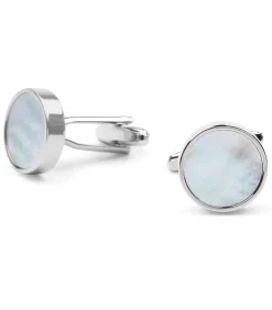 Manchetknoop Studs Rond Zilver Wit