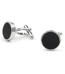Manchetknoop Studs Rond Zilver Zwart