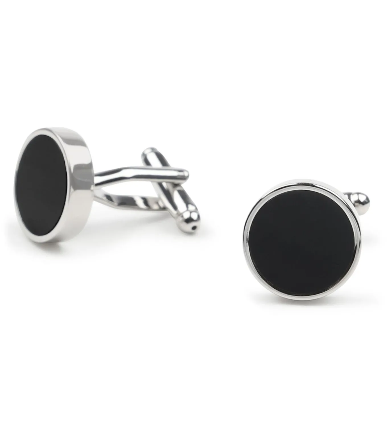 Manchetknoop Studs Rond Zilver Zwart