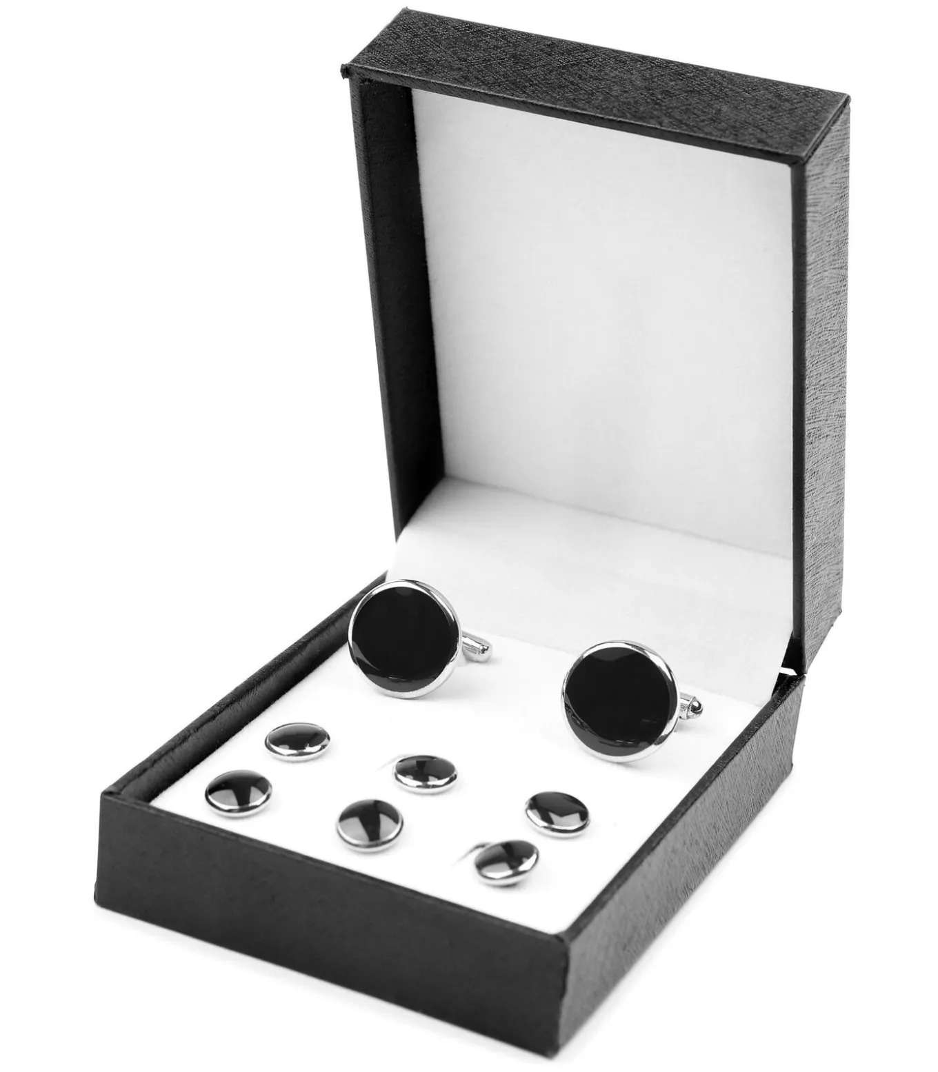 Manchetknoop Studs Rond Zilver Zwart