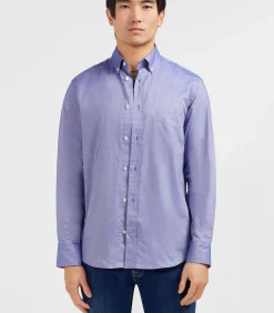 Marineblauw katoenen shirt
