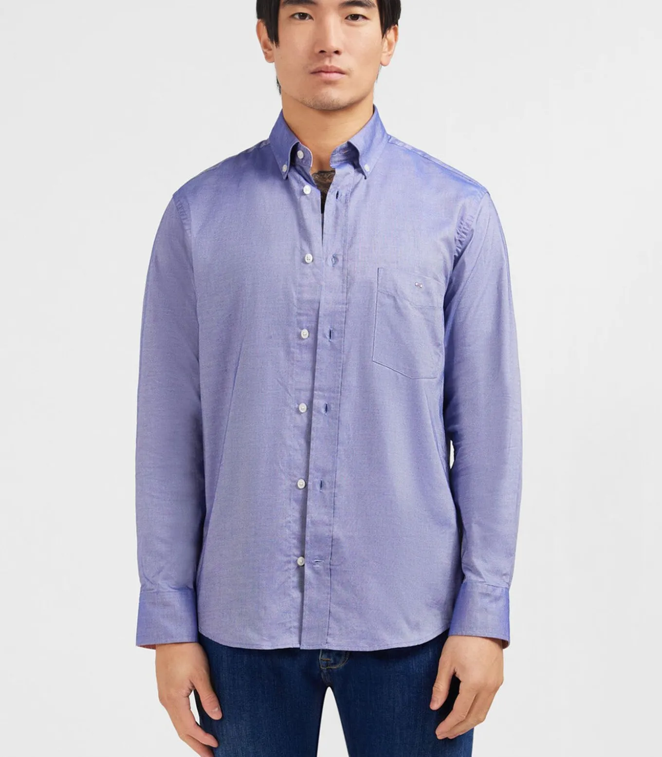 Marineblauw katoenen shirt